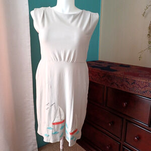 Synergy Organic Cotton Clothing Embroided Sailboat Beach Dress Pockets L